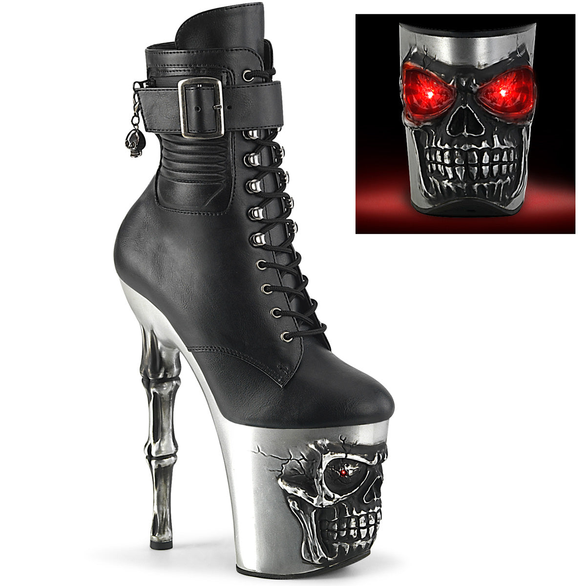 RAPTURE-1020STR-LT Black & Red Calf High Boots