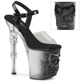 RAPTURE-808T-1  Black & Clear Ombre Skull Platform High Heel