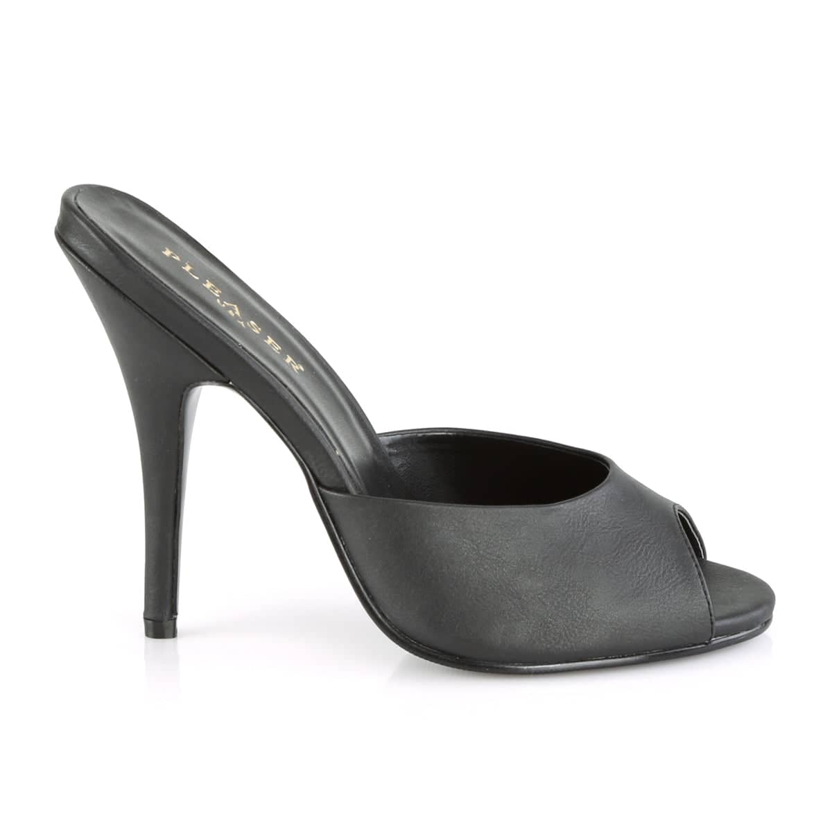 SEDUCE-101 Black Faux Leather Mules