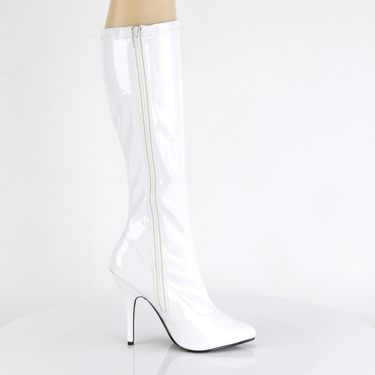 SEDUCE-2000 Black Patent Knee High Boots White Multi view 2