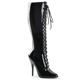 SEDUCE-2020 Lace Up Black Knee High Boots