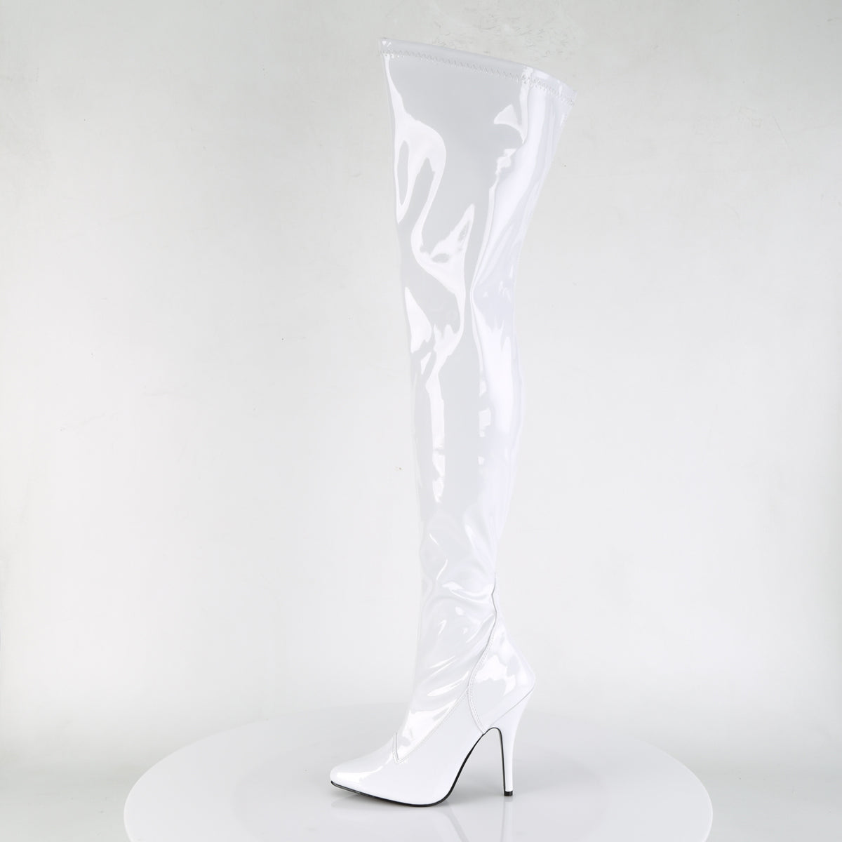 SEDUCE-3000 Black Matte Thigh High Boots White Multi view 4