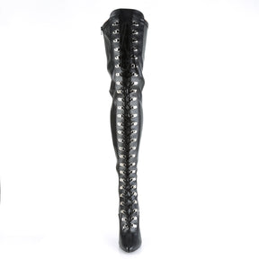 SEDUCE-3024 Patent Black Lace Thigh High Boots Black Multi view 5