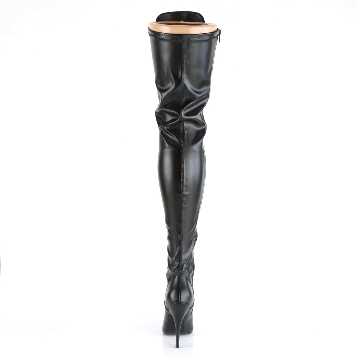 SEDUCE-3024 Patent Black Lace Thigh High Boots Black Multi view 3