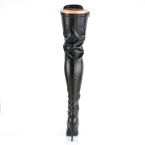 SEDUCE-3024 Patent Black Lace Thigh High Boots Black Multi view 3