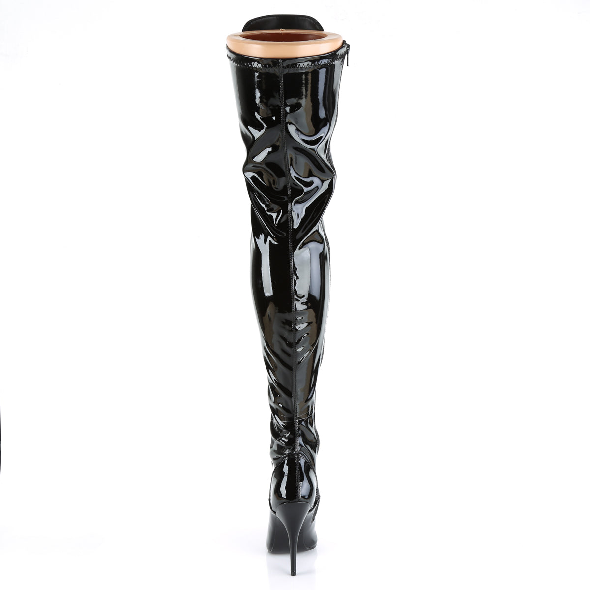 SEDUCE-3024 Patent Black Lace Thigh High Boots Black Multi view 3