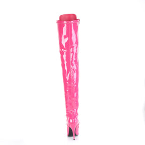 SEDUCE-3024 Patent Black Lace Thigh High Boots Pink Multi view 3