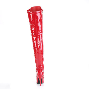 SEDUCE-3024 Patent Black Lace Thigh High Boots Red Multi view 3