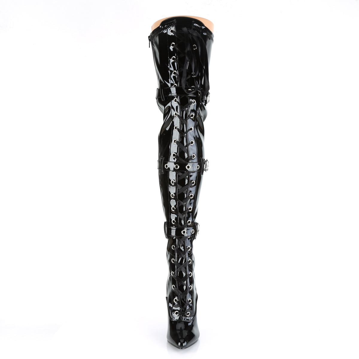 SEDUCE-3028 Faux Leather Black Thigh High Boots Black Multi view 5