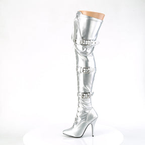 SEDUCE-3028 Faux Leather Black Thigh High Boots Silver Multi view 4