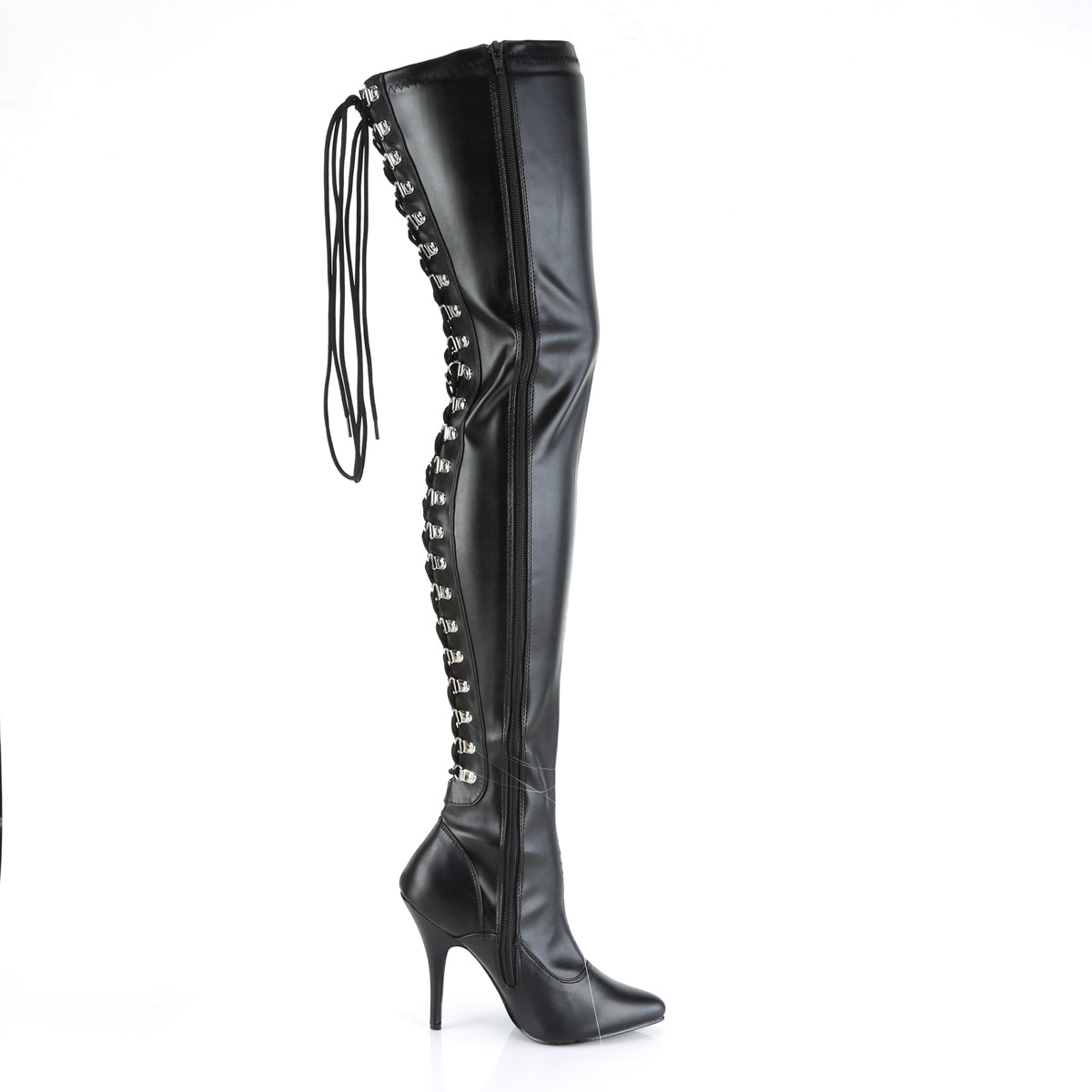 SEDUCE-3063 Patent Black Thigh High Boots Black Multi view 2