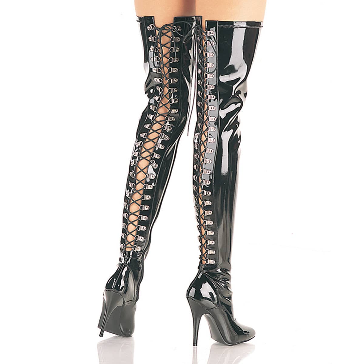 SEDUCE-3063 Lace Up Back Thigh High Boots