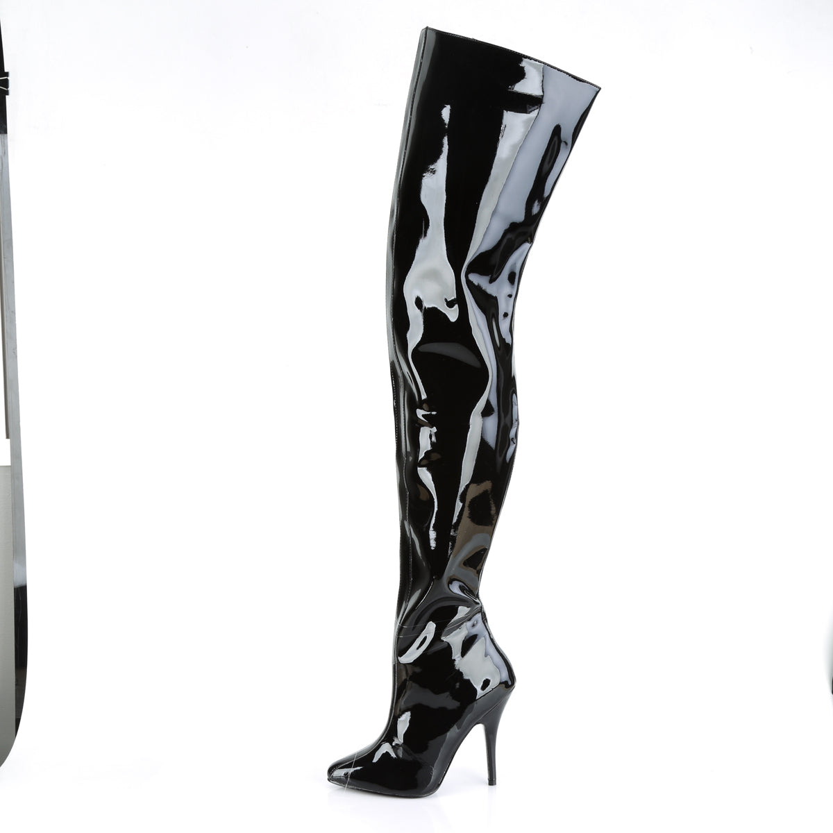 SEDUCE-4010 Patent Black Thigh High Boots Black Multi view 4