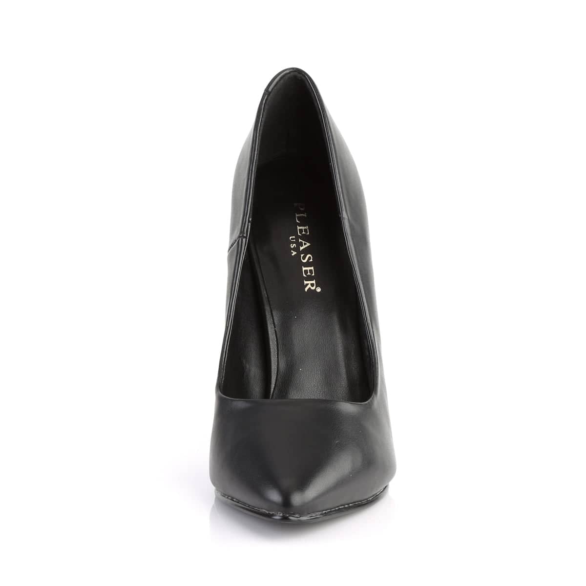 SEDUCE-420 Black Leather Court Heels