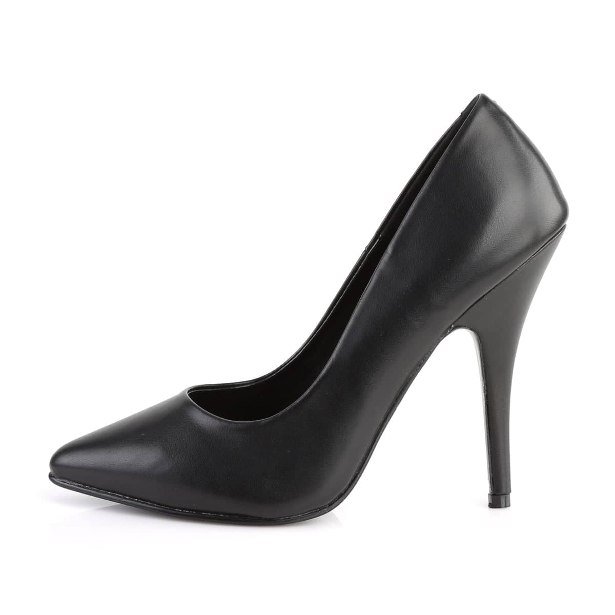 SEDUCE-420 Black Leather Court Heels