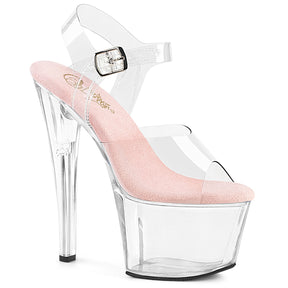 SKY-308 Clear with Baby Pink Sole Platform Sandals