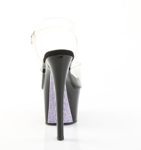 SKY-308CRS Clear & Black Ankle Peep Toe High Heel Black & Purple Multi view 3