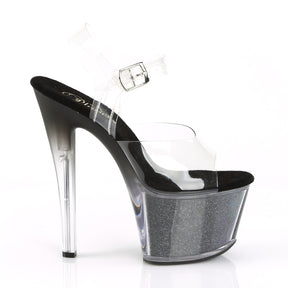 SKY-308G-T Black & Clear Ankle Peep Toe High Heel Black & Clear Multi view 2