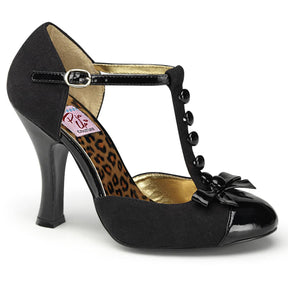 SMITTEN-10 Black & White T-Strap High Heel