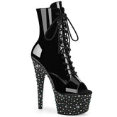 STARDANCE-1021 Glitter Platform Peep Toe Ankle Boots