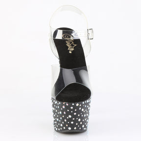 STARDANCE-708 Clear Ankle Peep Toe High Heel Black & Clear Multi view 5