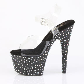 STARDANCE-708 Clear Ankle Peep Toe High Heel Black & Clear Multi view 4