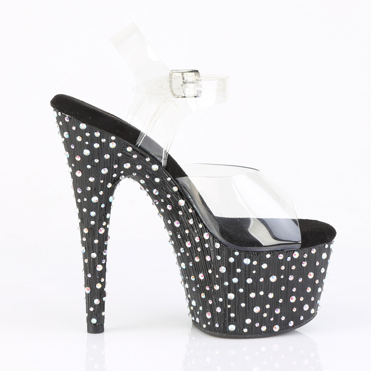 STARDANCE-708 Clear Ankle Peep Toe High Heel Black & Clear Multi view 2