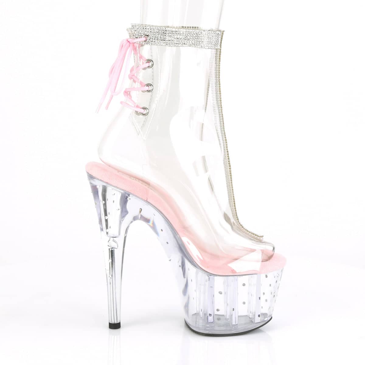 STARDUST-1018C-2RS Black & Clear Calf High Peep Toe Boots