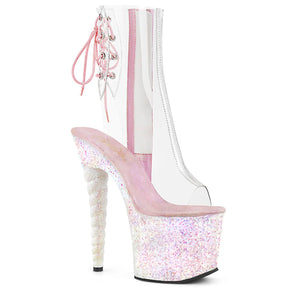 UNICORN-1018C Clear & Pink Calf High Peep Toe Boots