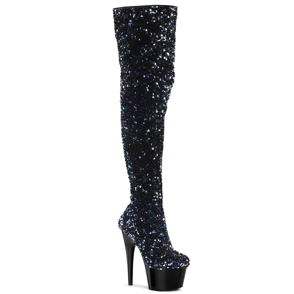 Black sparkly store thigh high boots