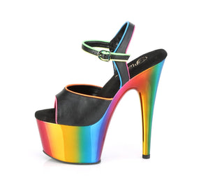 ADORE-709RC-02 Black & Multi Colour Ankle Peep Toe High Heel