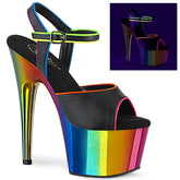 ADORE-709RC-02 Black & Multi Colour Ankle Peep Toe High Heel