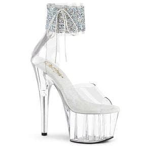 ADORE-724RS-02 Clear & Silver Ankle Sandal High Heel