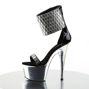 ADORE-789RS Silver & Black Ankle Sandal High Heel