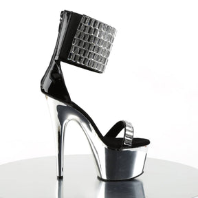 ADORE-789RS Silver & Black Ankle Sandal High Heel