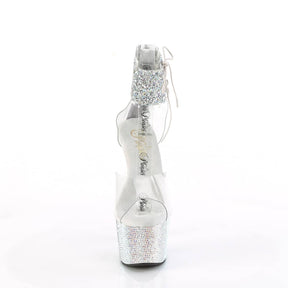 BEJEWELED-724RS-02 Silver & Clear Ankle Sandal High Heel