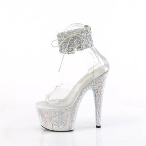 BEJEWELED-724RS-02 Silver & Clear Ankle Sandal High Heel