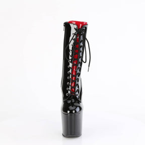 CRAZE-1040FH Black & Red Calf High Heelless Boots