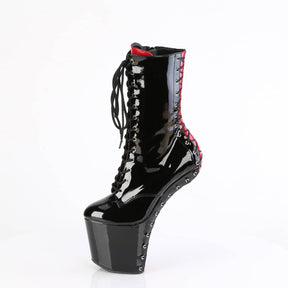 CRAZE-1040FH Black & Red Calf High Heelless Boots