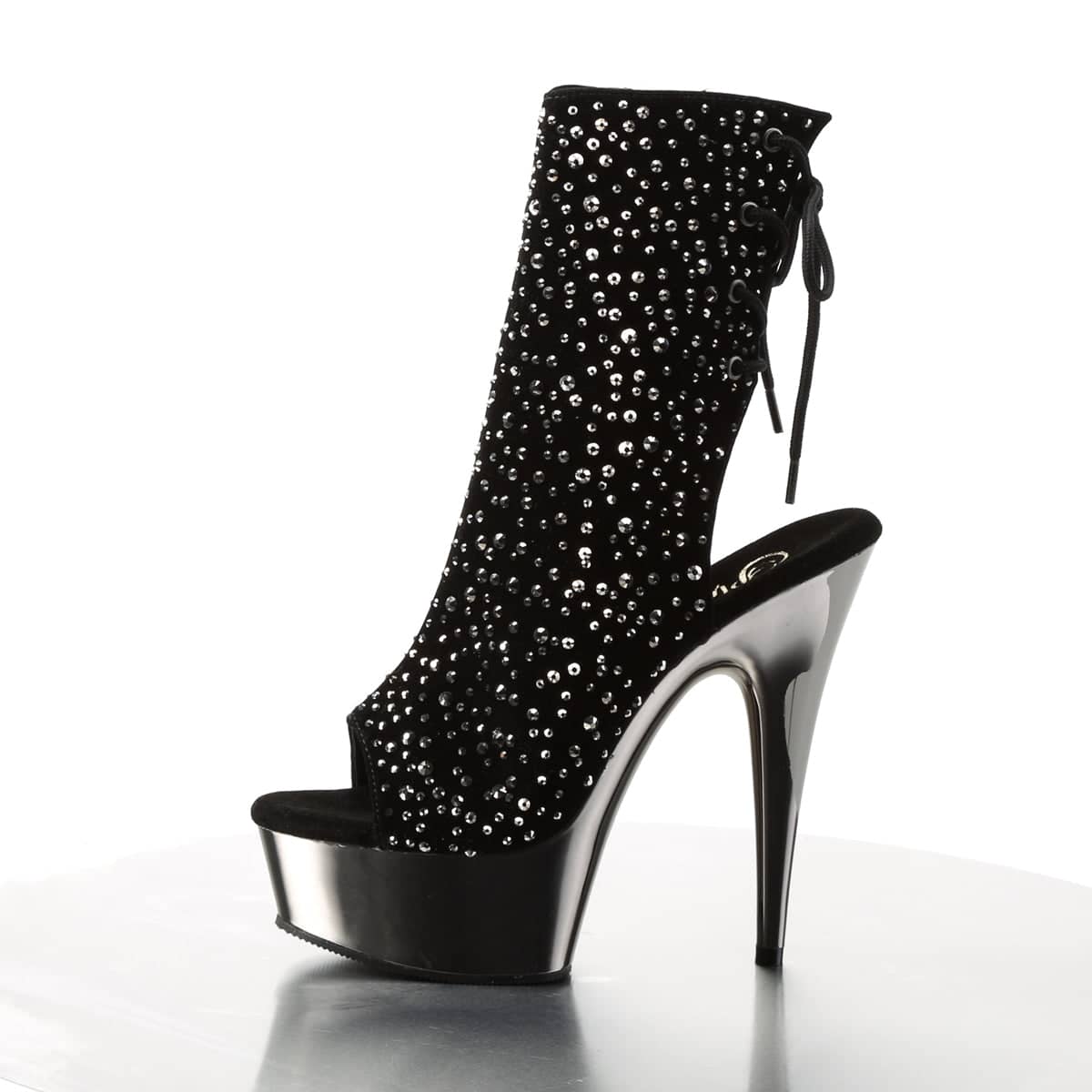 DELIGHT-1018RS Black Calf High Peep Toe Boots