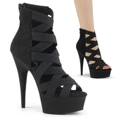 DELIGHT-600-24 Black Ankle Peep Toe High Heel