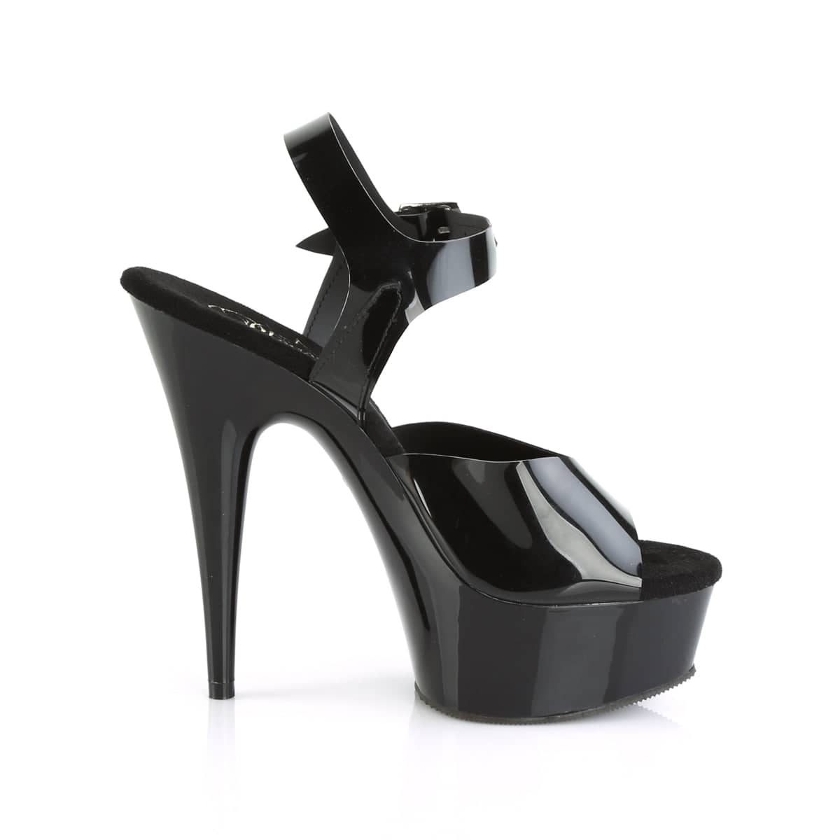 DELIGHT-608N Black Ankle Peep Toe High Heel