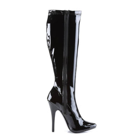 DOMINA-2000 Patent Black Stiletto Knee High Boots