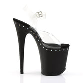 FLAMINGO-808ABLS Black & Clear Ankle Peep Toe High Heel