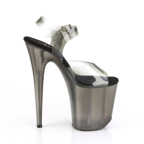 FLAMINGO-808N-T Black & Clear Ankle Peep Toe High Heel