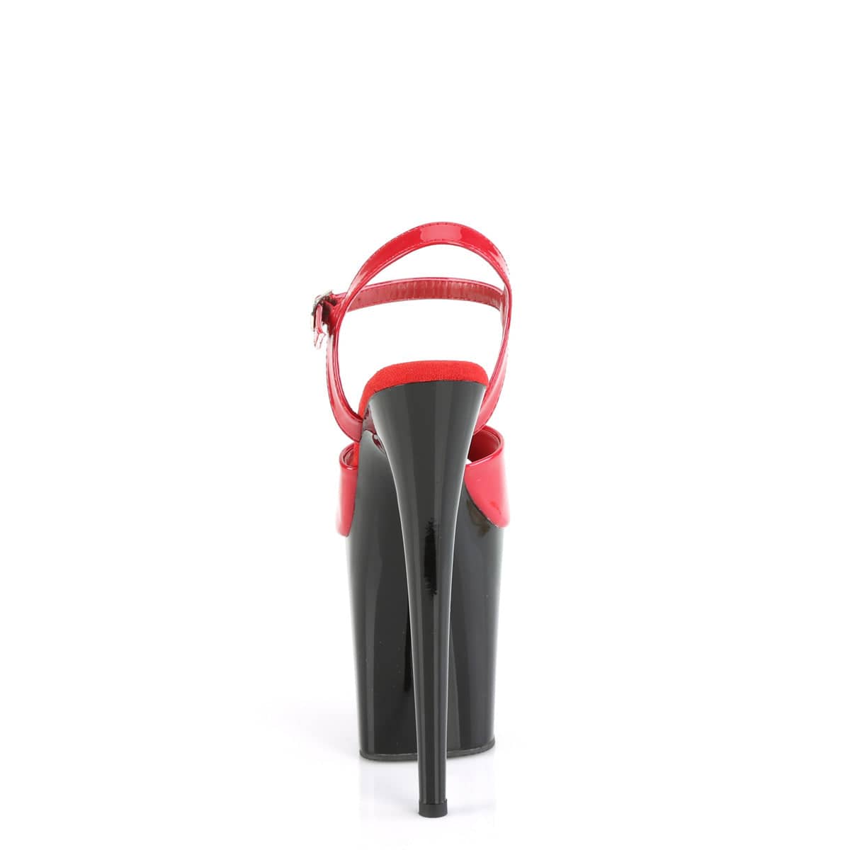 FLAMINGO-809 Black & Red Ankle Peep Toe High Heel