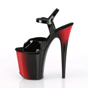 FLAMINGO-809BR Black & Red Ankle Peep Toe High Heel