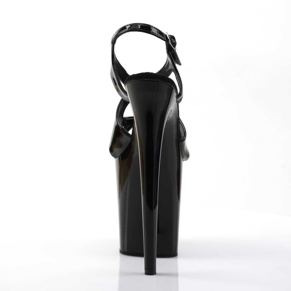 FLAMINGO-831 Black Ankle Peep Toe High Heel