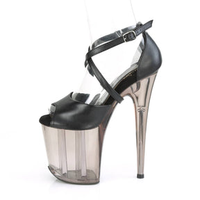 FLAMINGO-840T Black & Clear Ankle Peep Toe High Heel