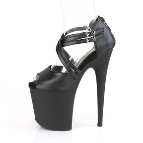 FLAMINGO-865 Black Ankle Peep Toe High Heel